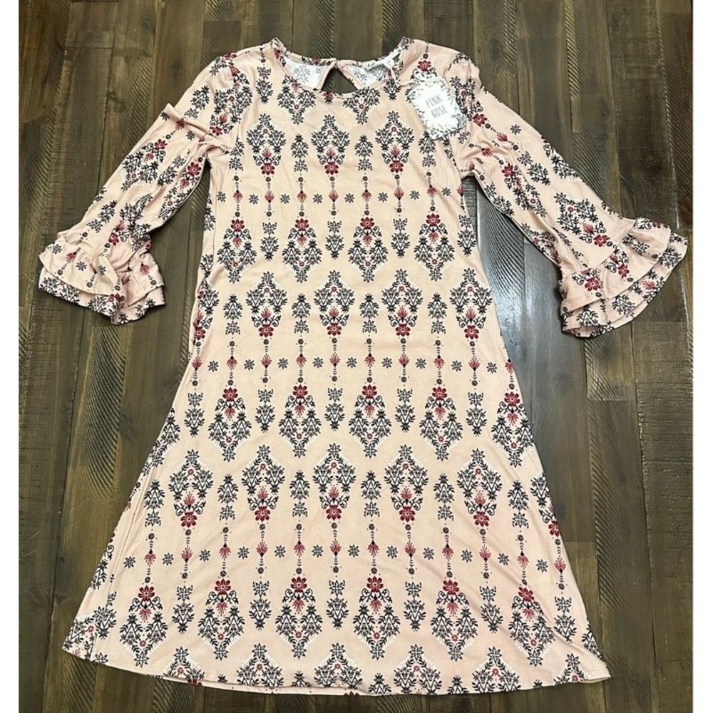Pink Rose Bell Sleeve Dress XS Smitten Pink Medallion PF9K50379BK